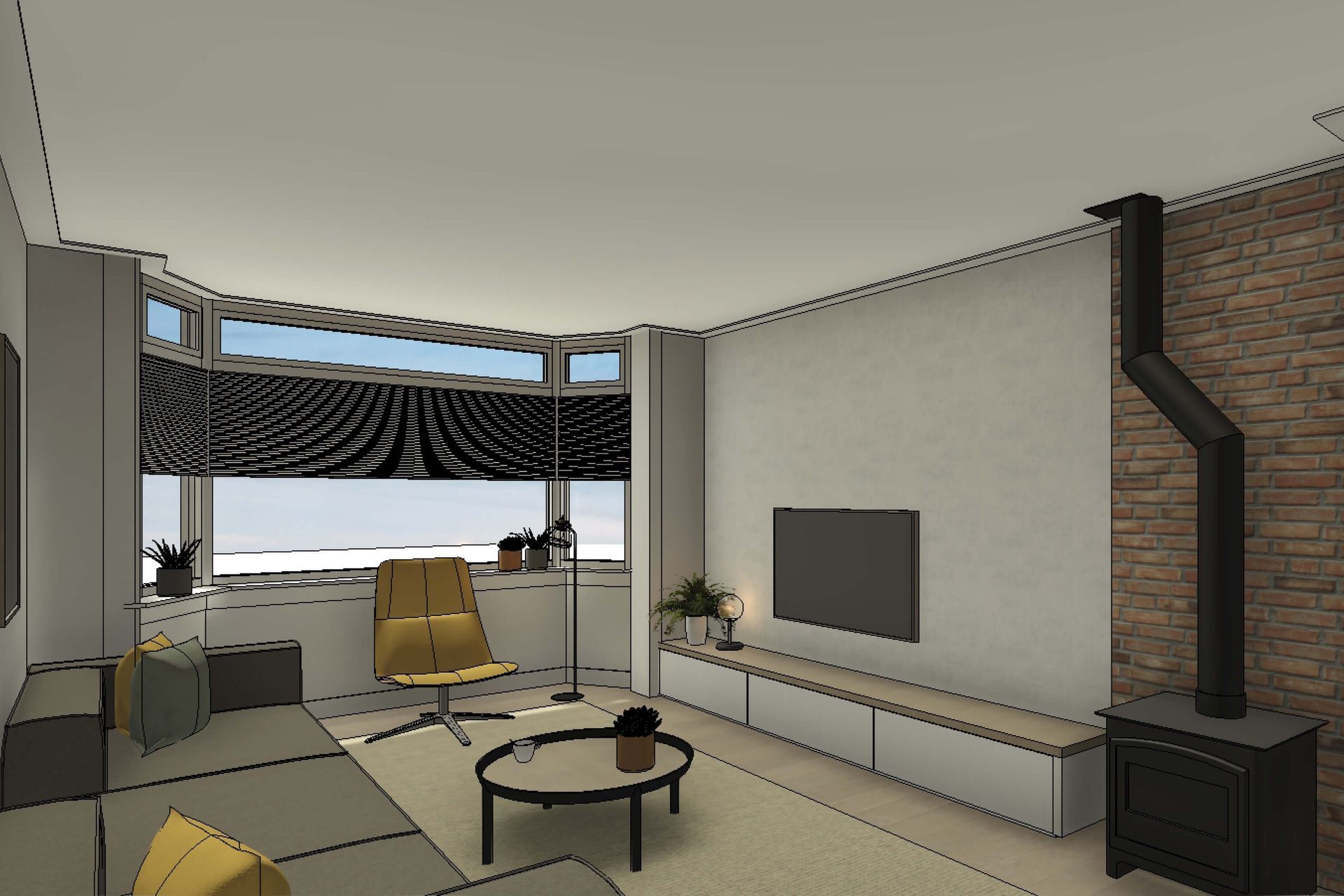 verbouw jaren 30 woning, openhaard en maatwerkmeubel