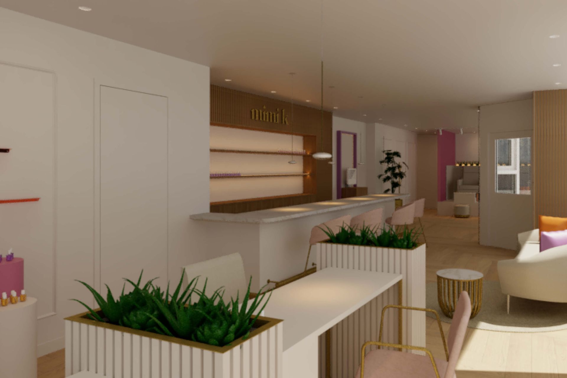 interieurontwerp nagelstudio, interieur mimi-k alkmaar werkplek en nailbar