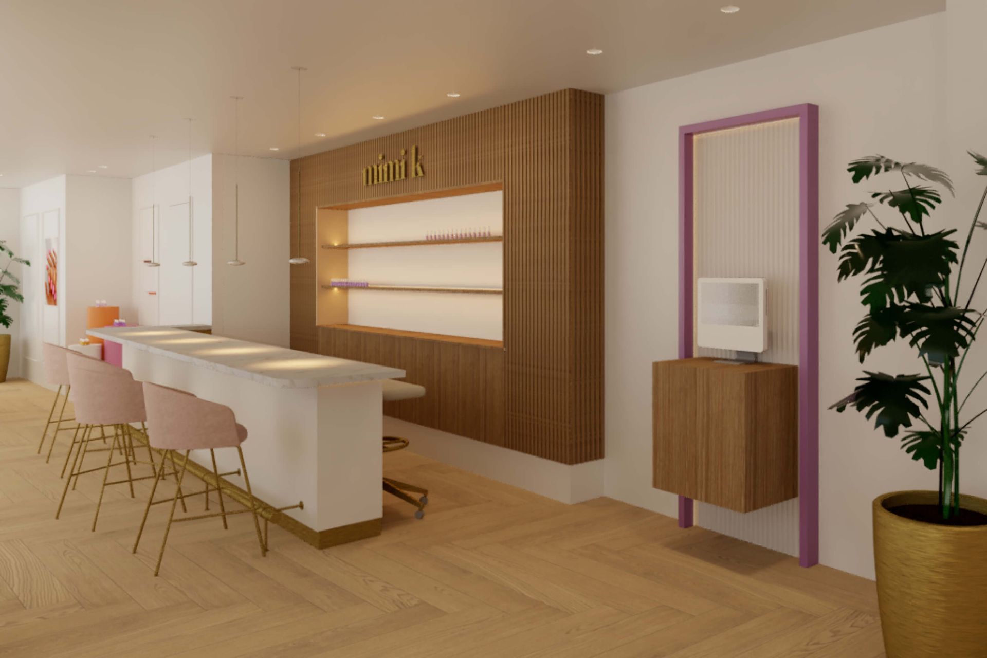 interieurontwerp nagelstudio, interieur mimi-k alkmaar ontvangst en nailbar