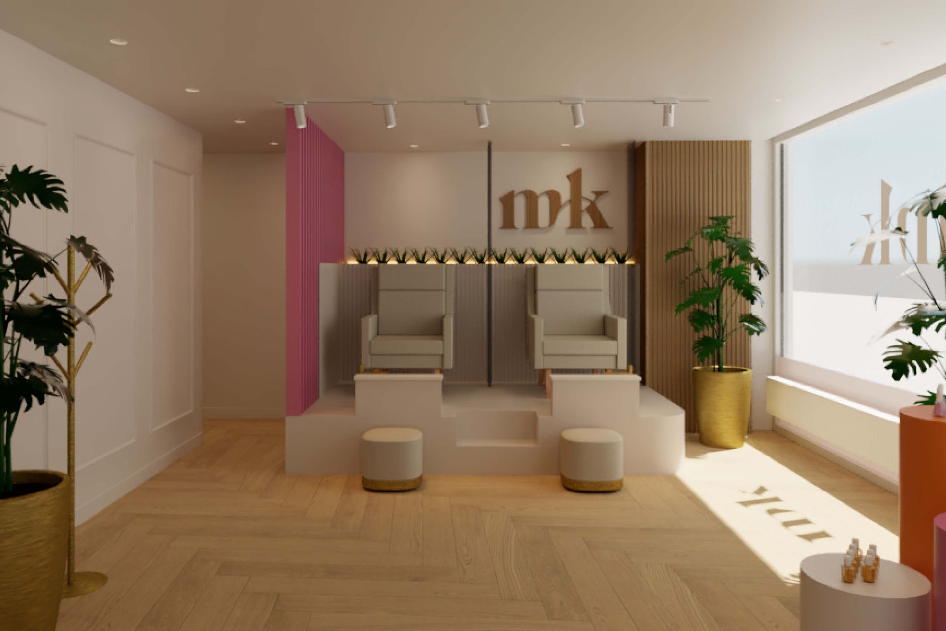 interieurontwerp nagelstudio, interieur mimi-k alkmaar, pedicure plek