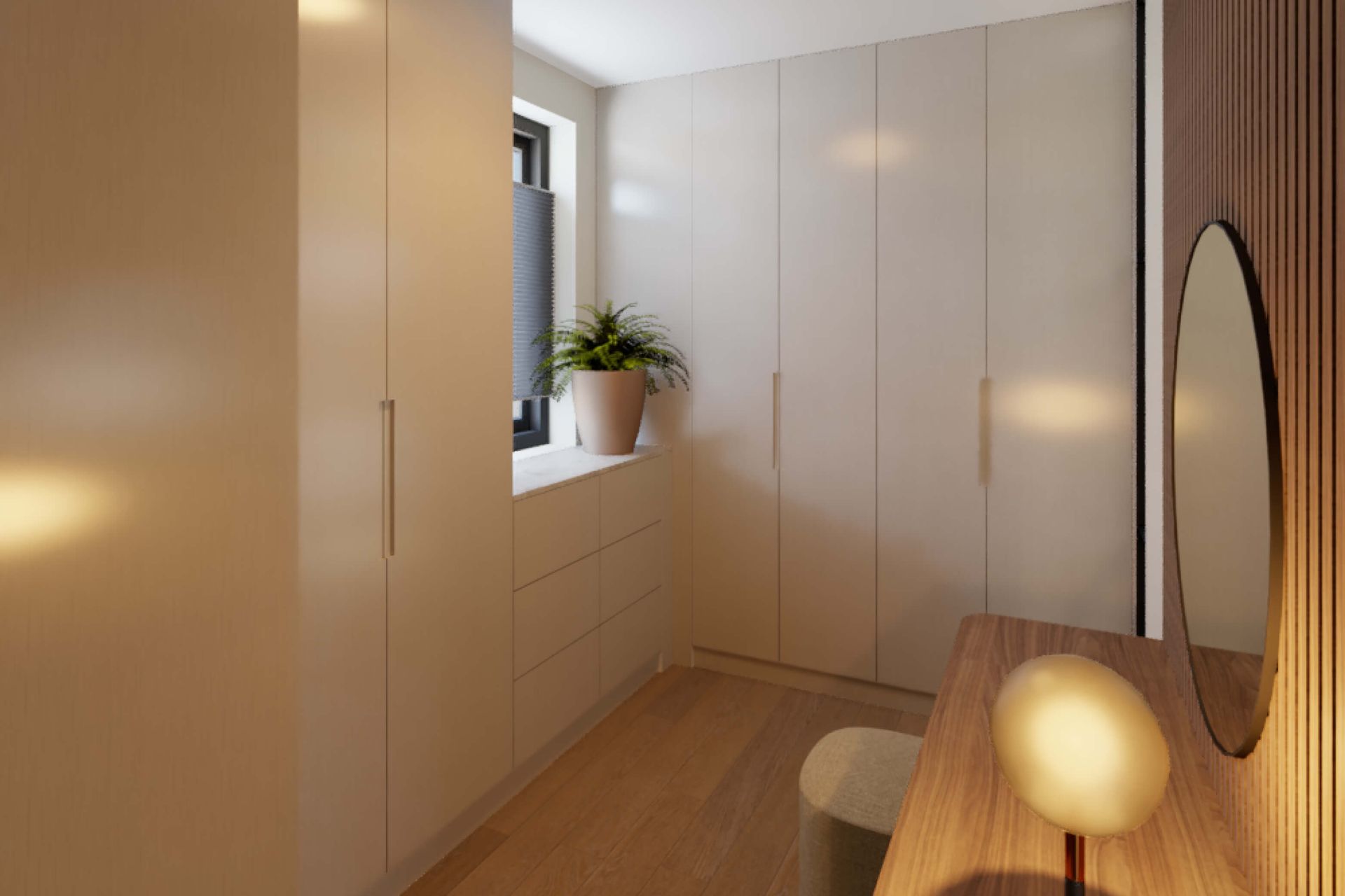 nieuwbouw woning vroonermeer noord, interieurontwerp slaapkamer met inloopkast