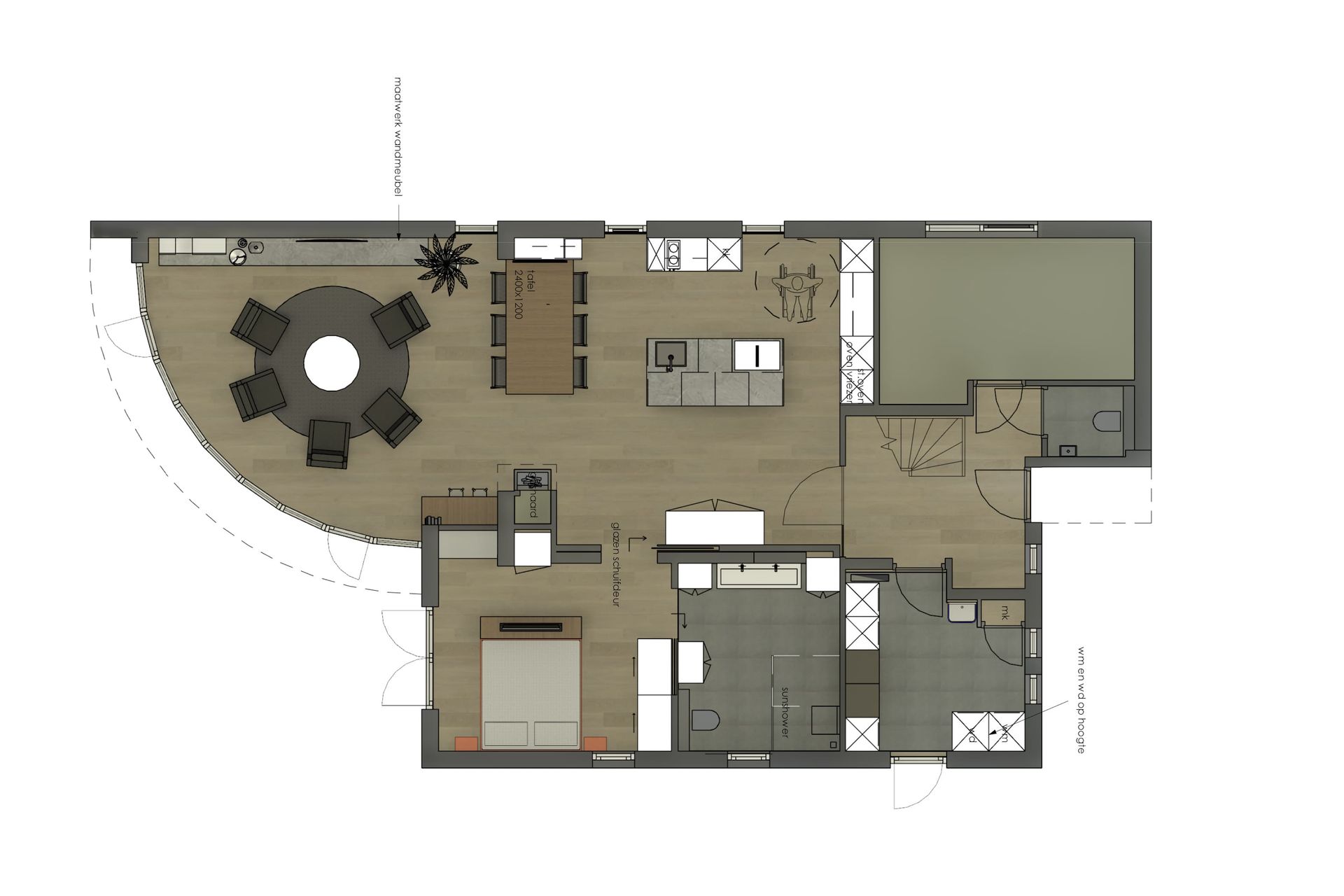 verbouw woning naar levensbestendige woning, indelingsplattegrond