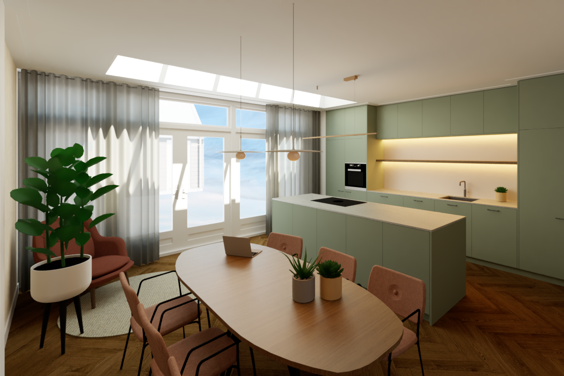 impressie keukenontwerp jaren 30 woning