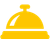 Um ícone de sino amarelo em um fundo branco.