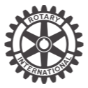 Rotary International gear logo in black and white with the word “ROTARY” at the top and “INTERNATIONAL” at the bottom