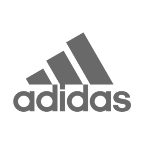 Adidas logo: Gray angled stripes above the word 