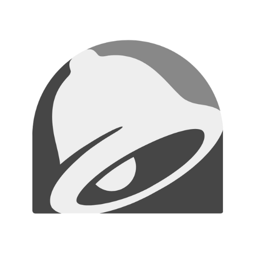 Taco Bell logo: gray stylized bell inside a darker gray arch.