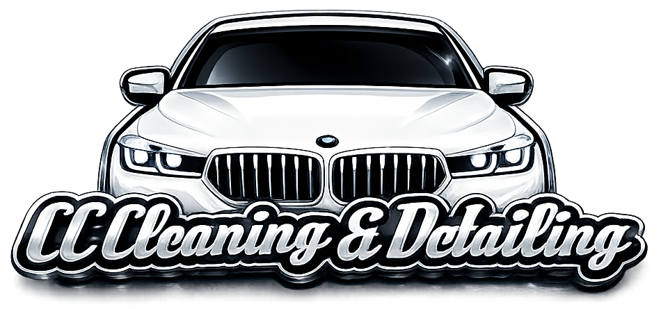 Modern CC Cleaning & Detailing logo showing a luxury car design representing expert auto cleaning.