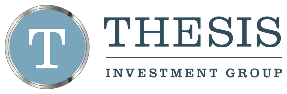The logo for the thesis investment group is a blue circle with a silver border.