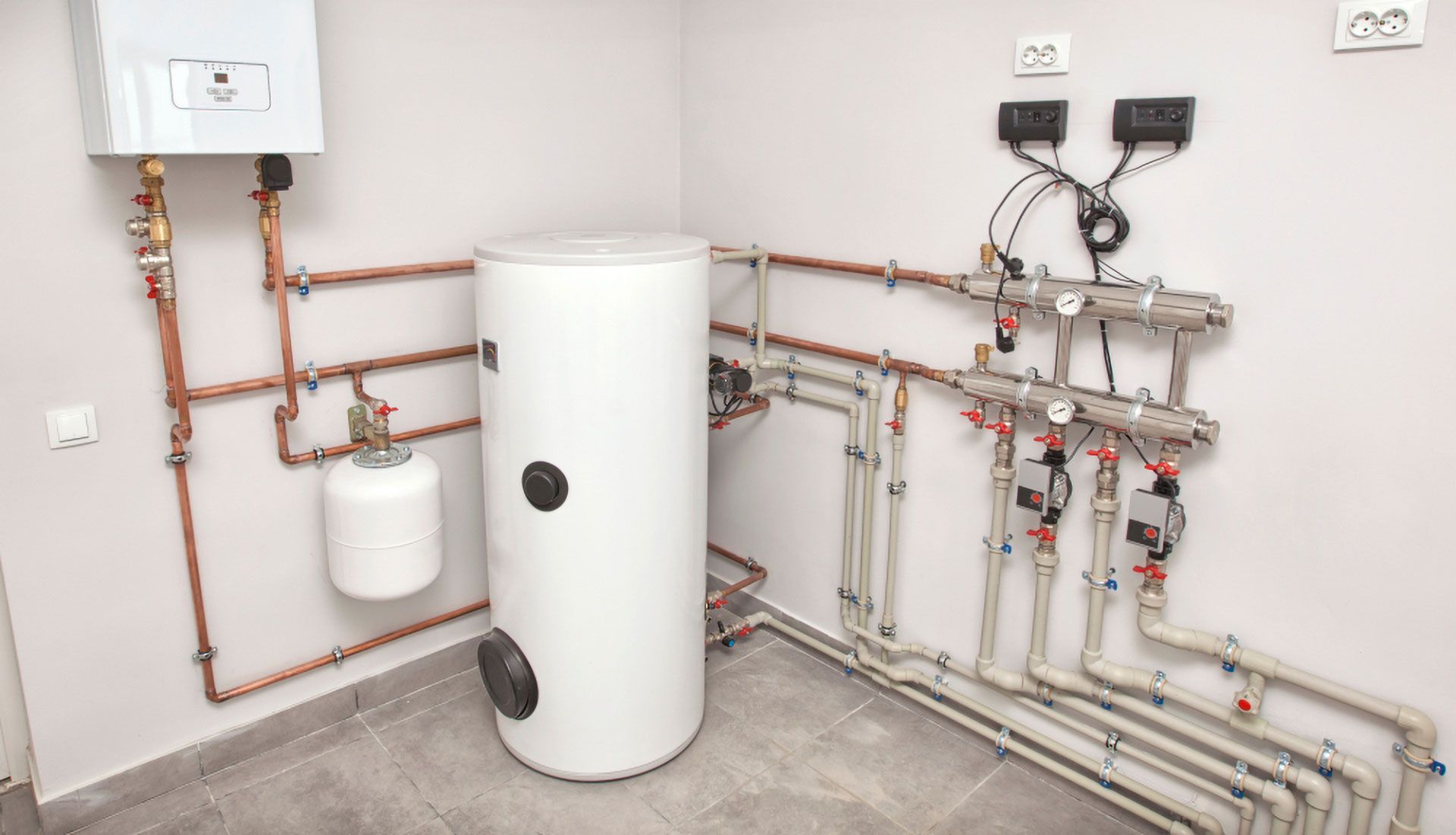 White and Copper Plumbing System in a Utility Room — Full On Plumbing & Gas in Winnellie, NT