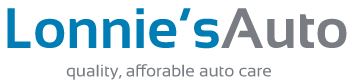 Lonnie’s Auto logo in blue and gray with the tagline “quality, affordable auto care”