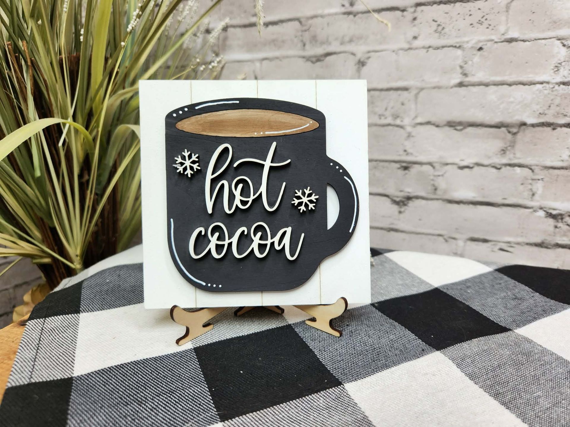 Hot Cocoa Change Out Square, Hot Cocoa decor, Hot Cocoa tiered tray decor, Hot Cocoa dough bowl décor