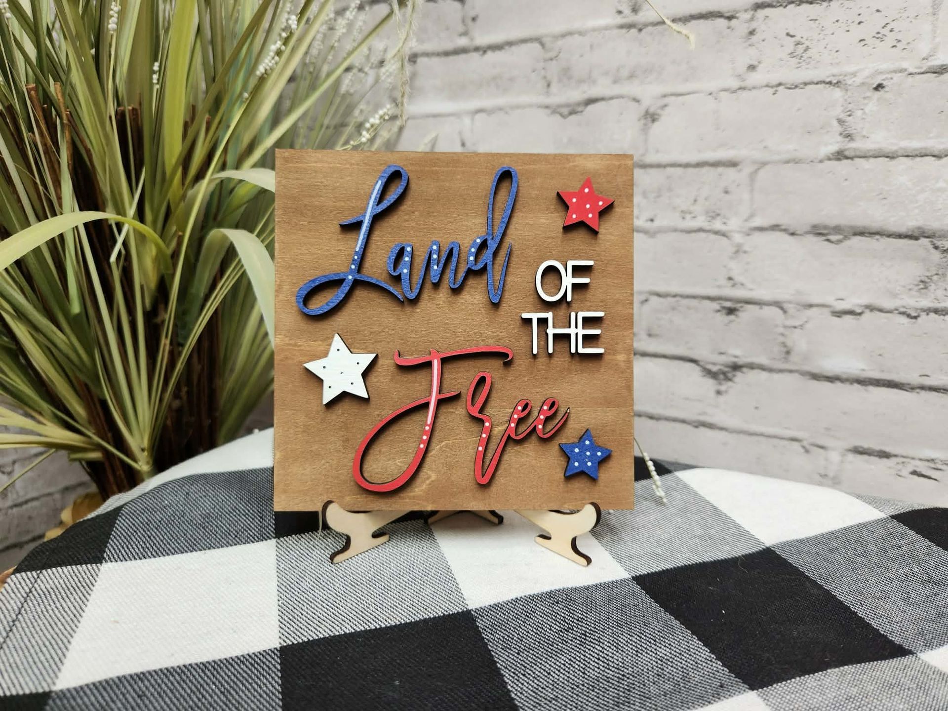 Land of the free Change Out Square, 4th of July decor, 4th of July  tiered tray decor, Land of the free dough bowl décor