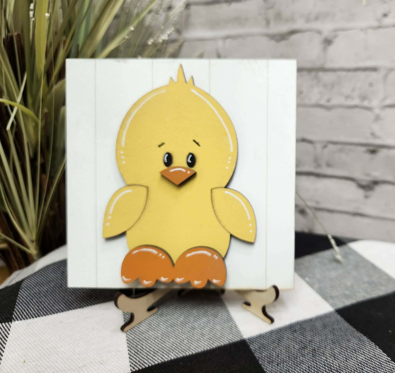Easter chick Change Out Square, Easter decor, Easter tiered tray decor, Easter dough bowl décor