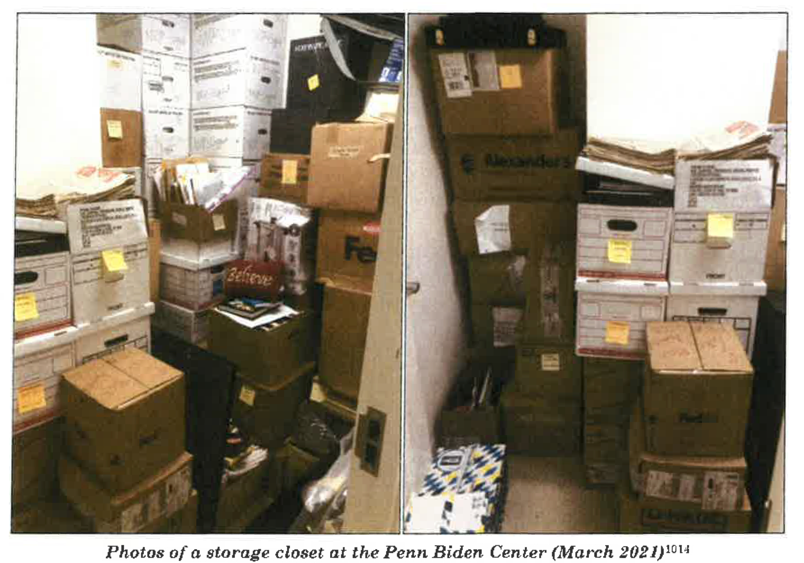 Two pictures of a storage closet at the town bridge center