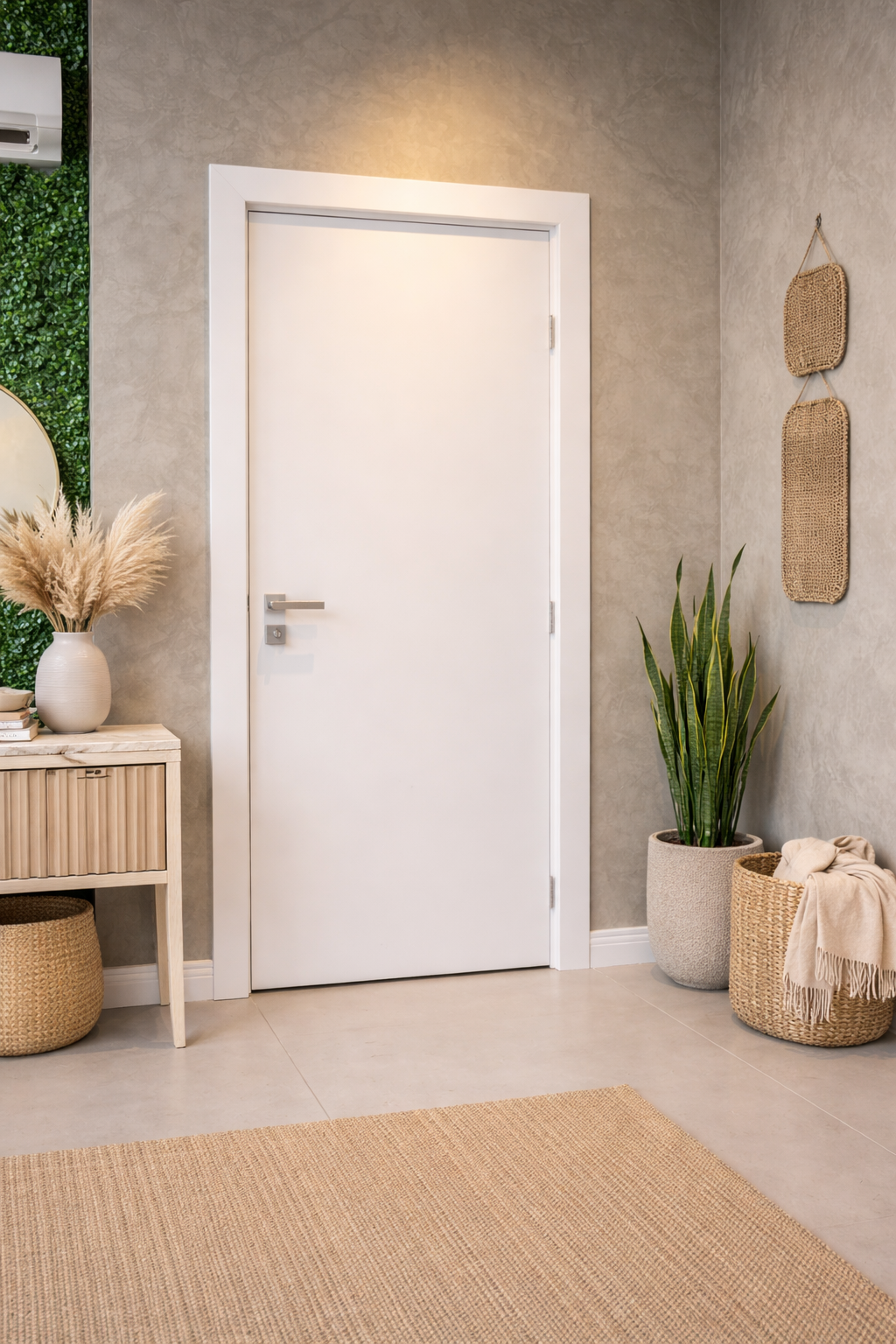 Uma porta branca com a palavra branco nela