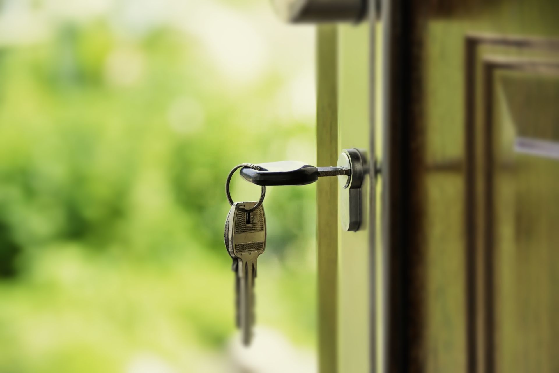 Key in a door lock in open door