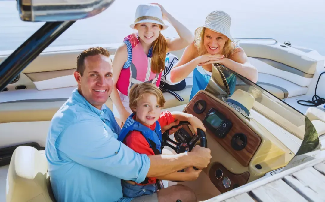 family in a boat