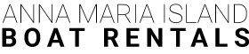 The logo for Anna Maria island boat rentals is black and white.