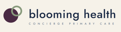 Blooming Health logo with purple circle icon and “Concierge Primary Care” text on a white background