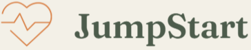 JumpStart logo with peach heartbeat heart icon and dark green text
