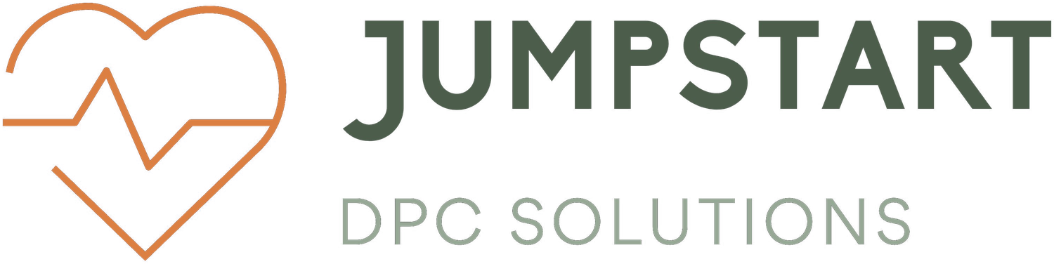 Jumpstart DPC Solutions logo with orange heart icon and black text