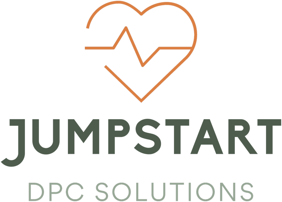 Jumpstart DPC Solutions logo with orange heart and gray-green text on white background