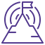 Mountain peak with flag, surrounded by radio wave arcs, symbolizing success or achievement.