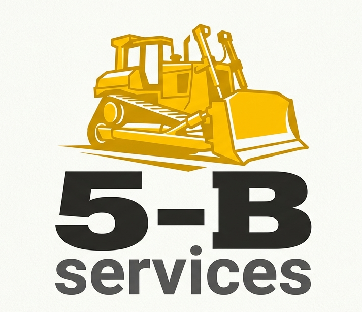Yellow bulldozer logo with text &ldquo;5-B services&rdquo;