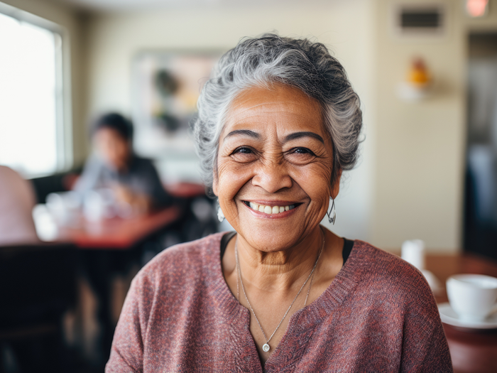 elderly lady smiling