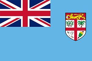 The flag of fiji has a coat of arms on it.