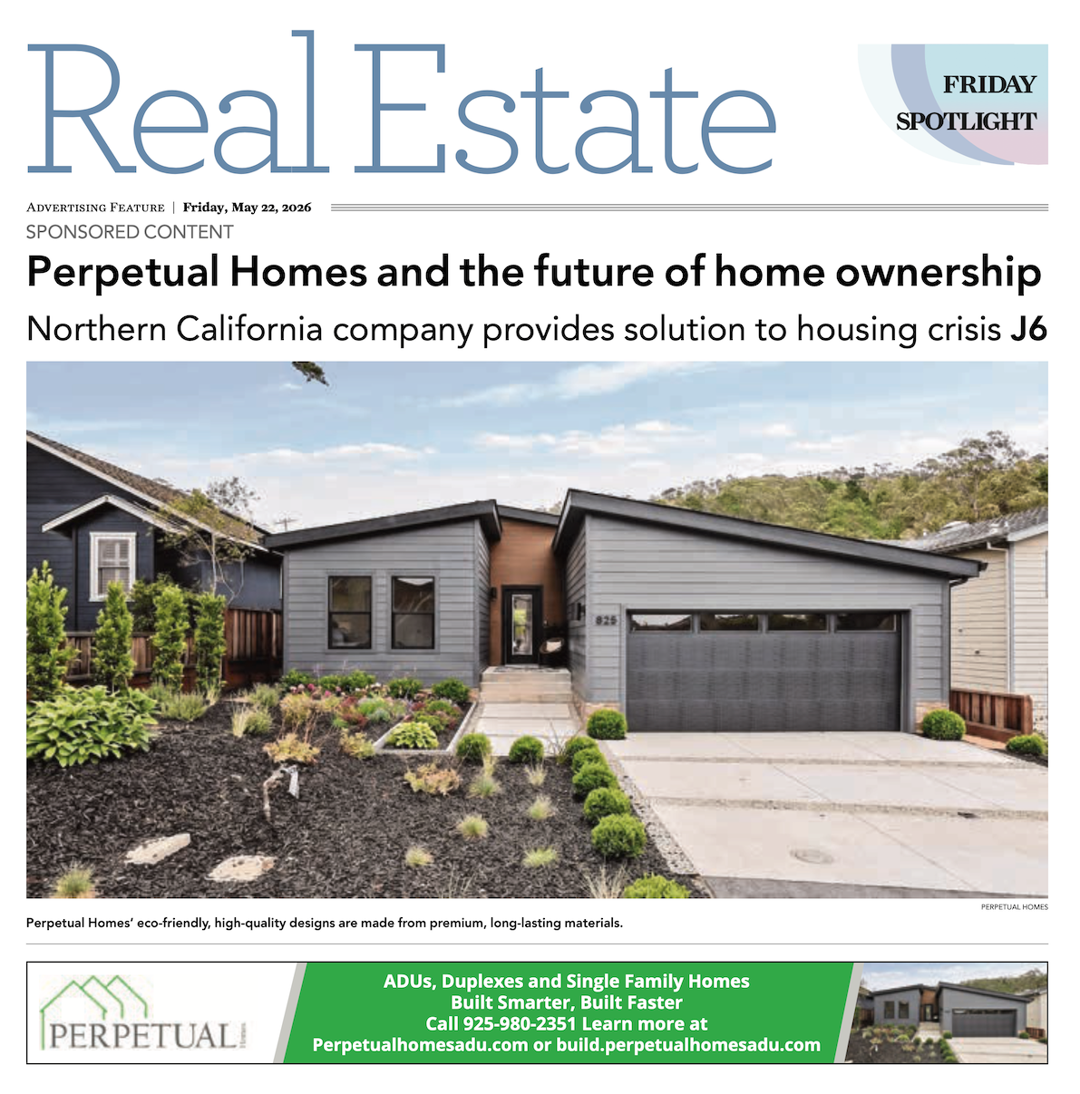 Advertisement for Perpetual Homes and the future of home ownership and a solution to the housing crisis.