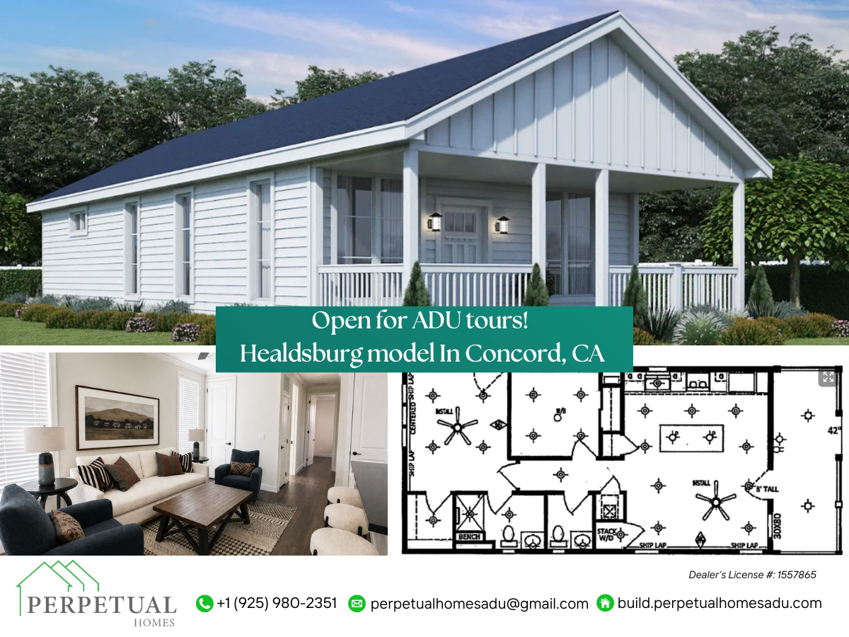 Healdsburg model from Perpetual Homes now open for ADU tours in Concord, CA.