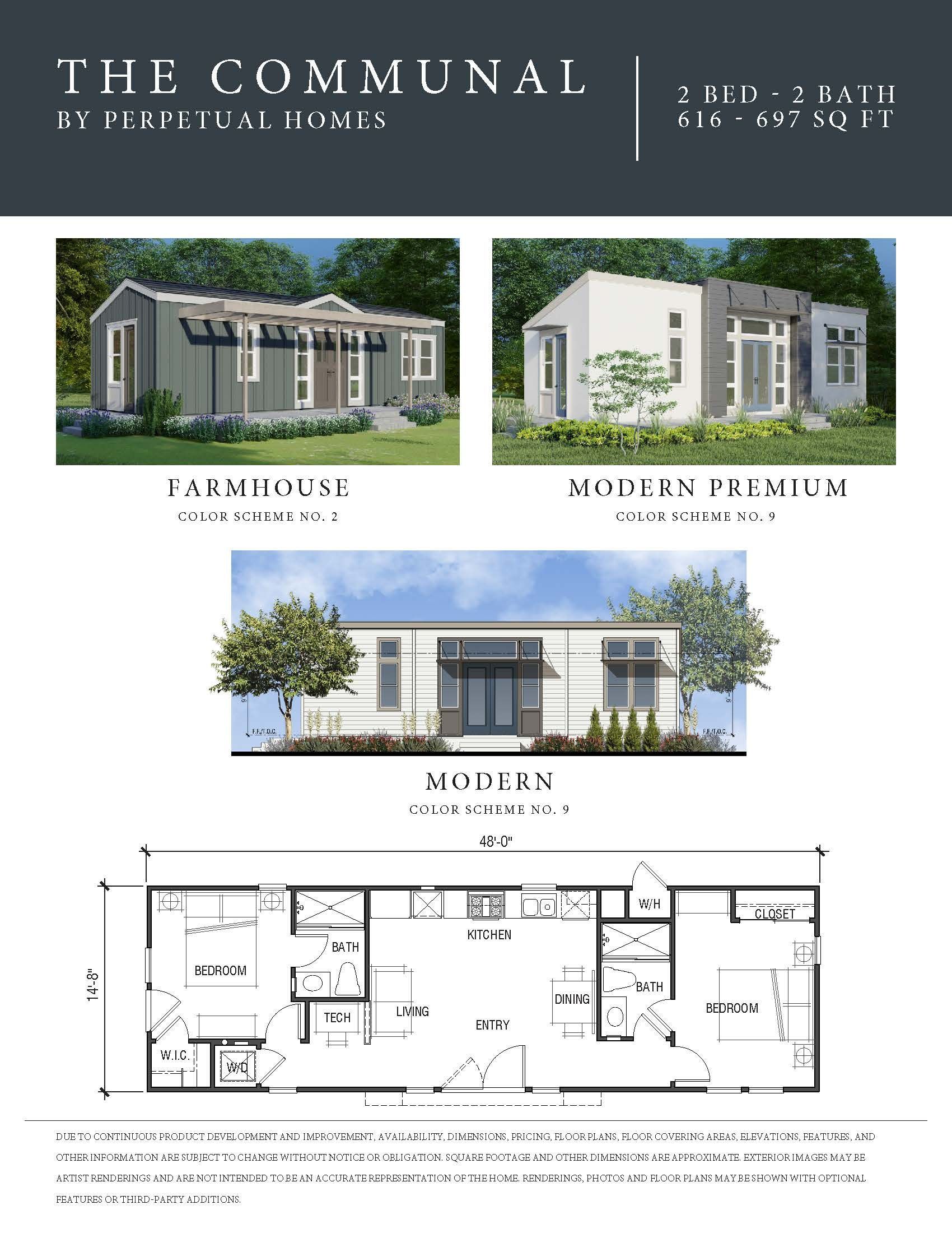 Perpetual Homes ADU: Brochure with house renderings and floor plan for