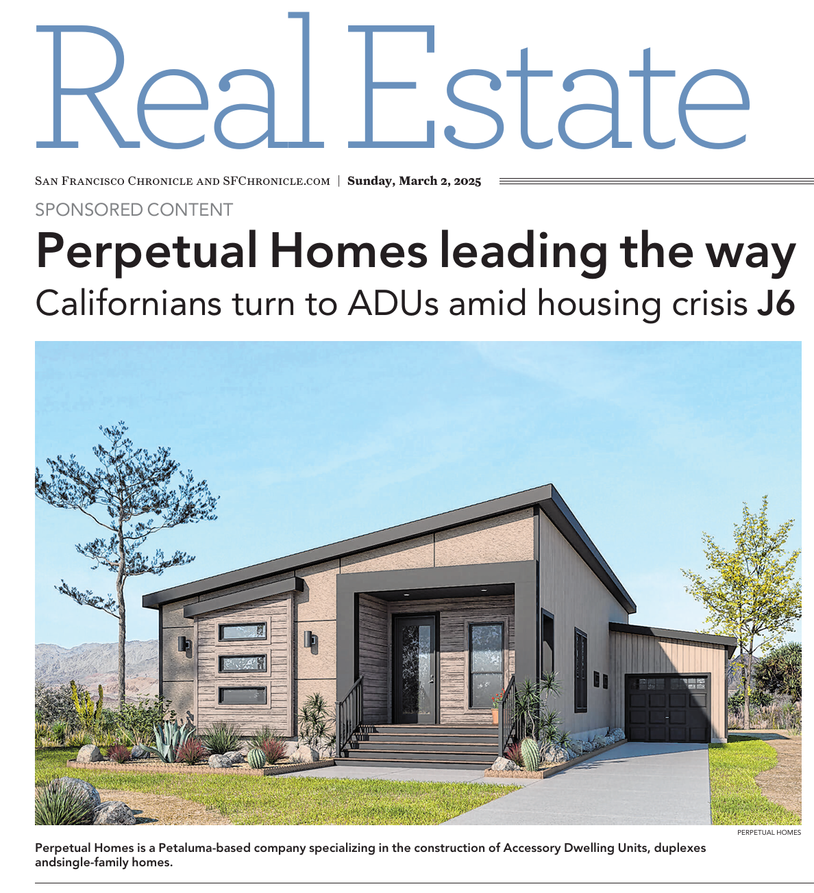 Real estate magazine cover with a modern home, titled