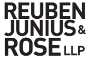 Logo for law firm Reuben Junius & Rose LLP, in black text on a white background.