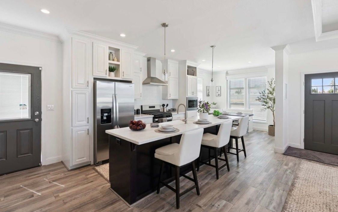 Sonoma open floor plan kitchen, dining,, and living area from Perpetual Homes ADU.