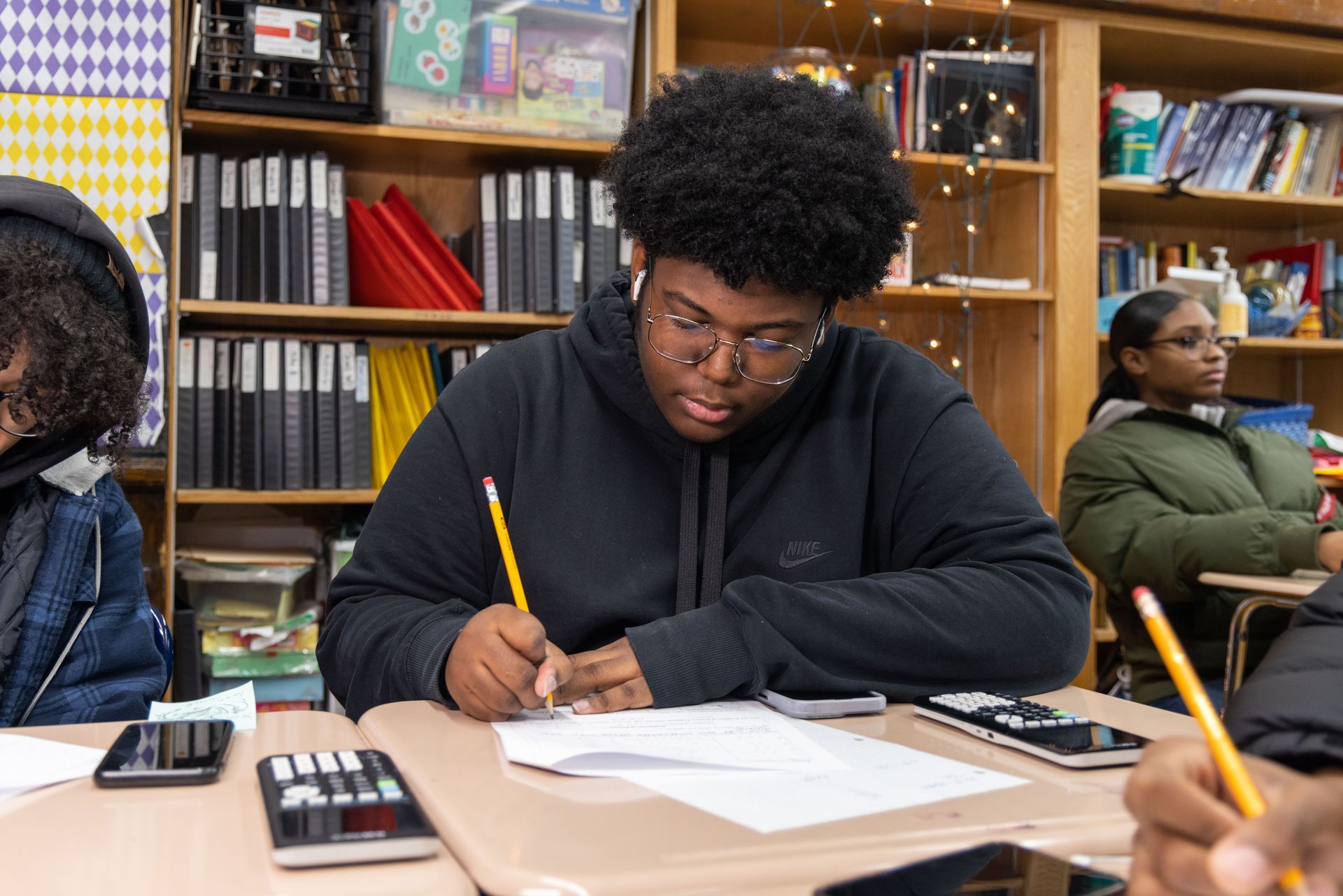 A student at work