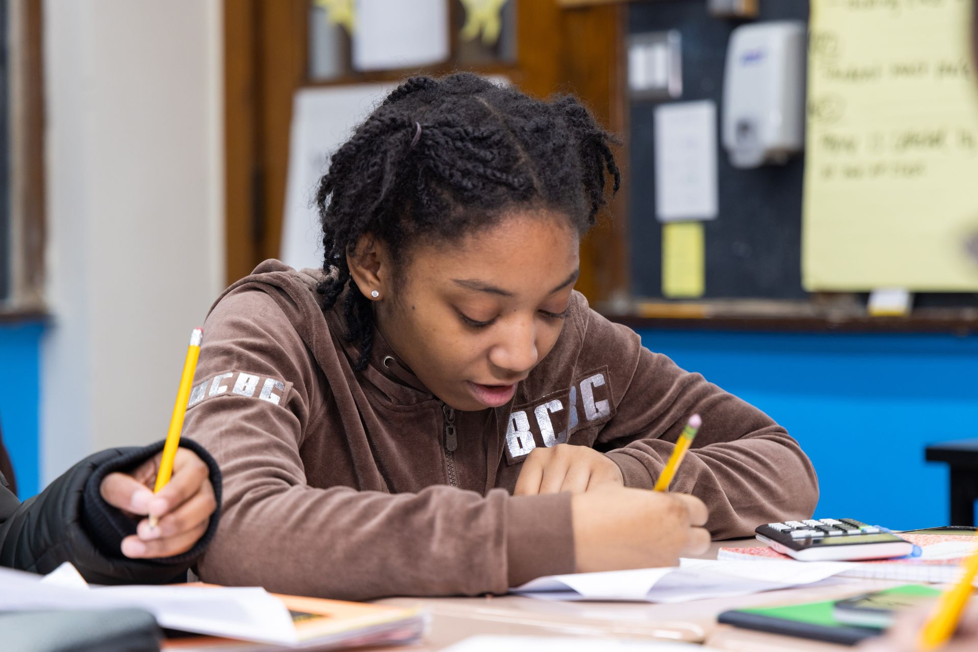 A student at work