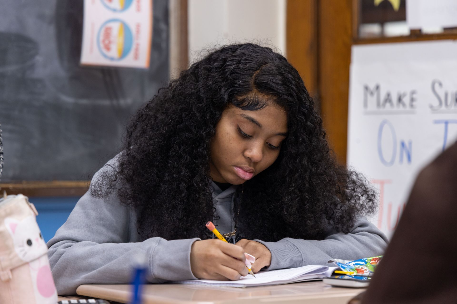 A student working on classwork