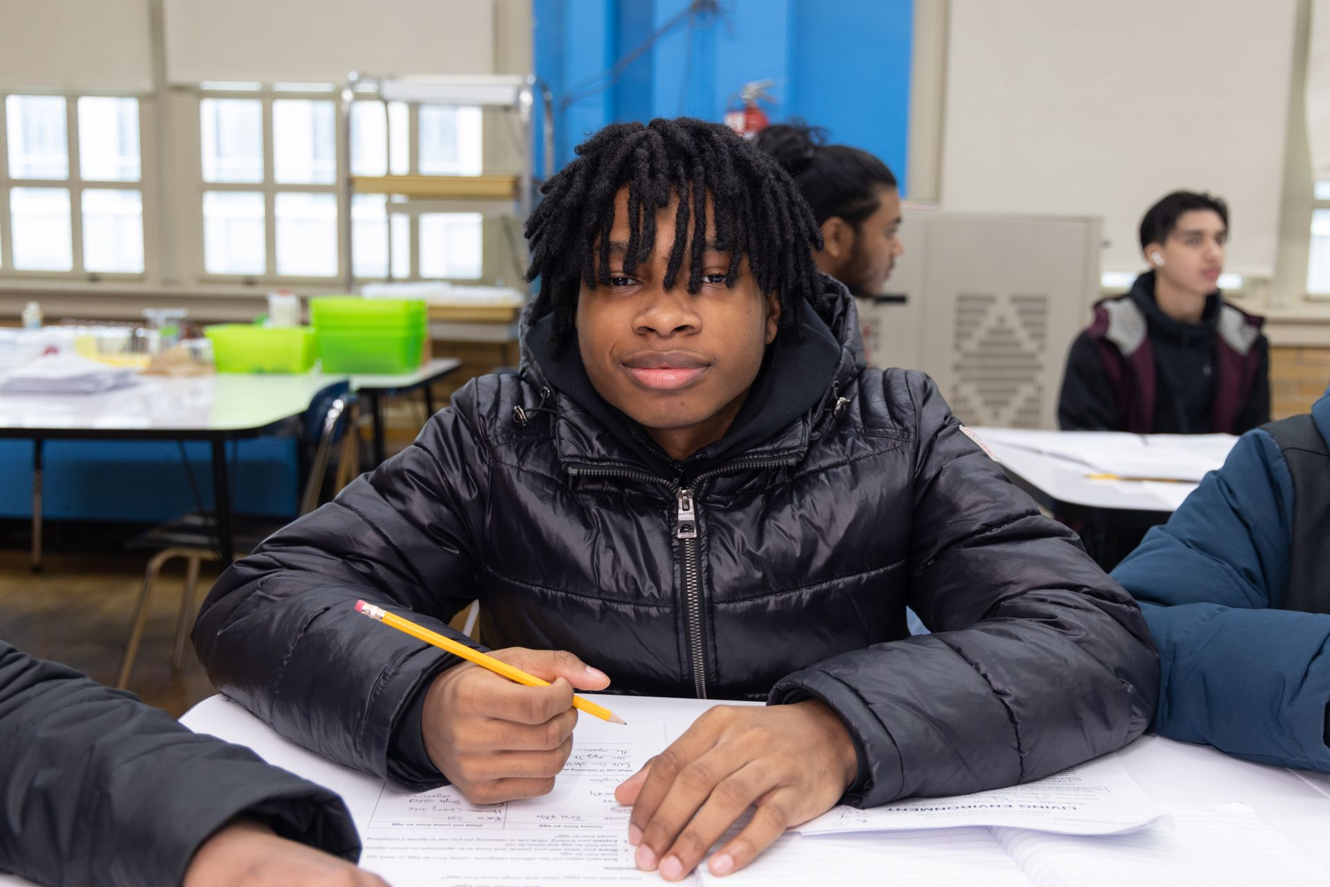 A student at work