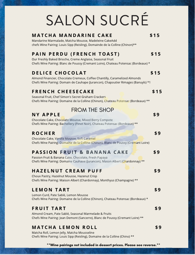 Menu redesign for Salon Sucré by members of the Youth Design Collective