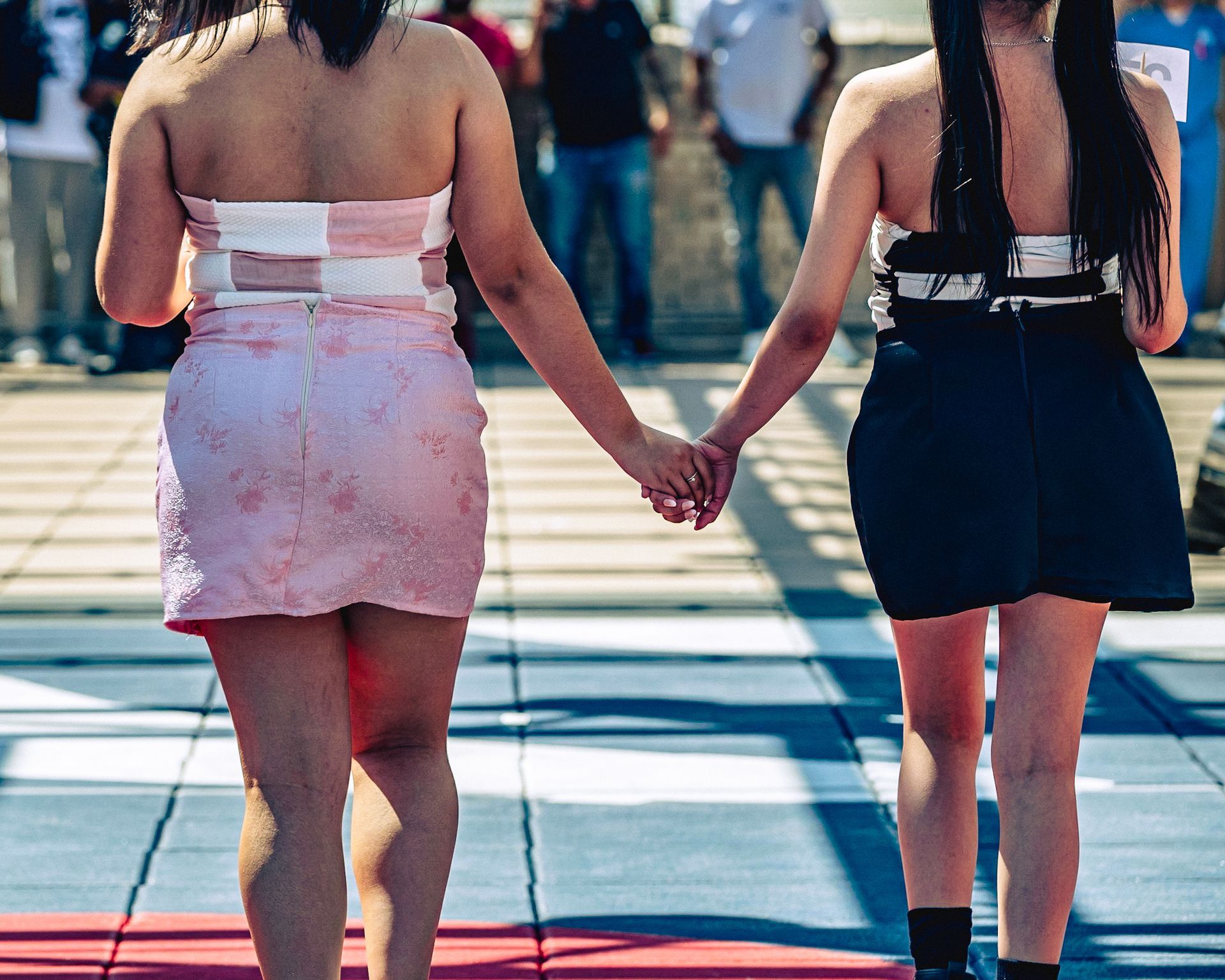 Model in hand-made garment at the 2023 Sustainable Fashion Show at New Design High School. Photo by Luis Suarez