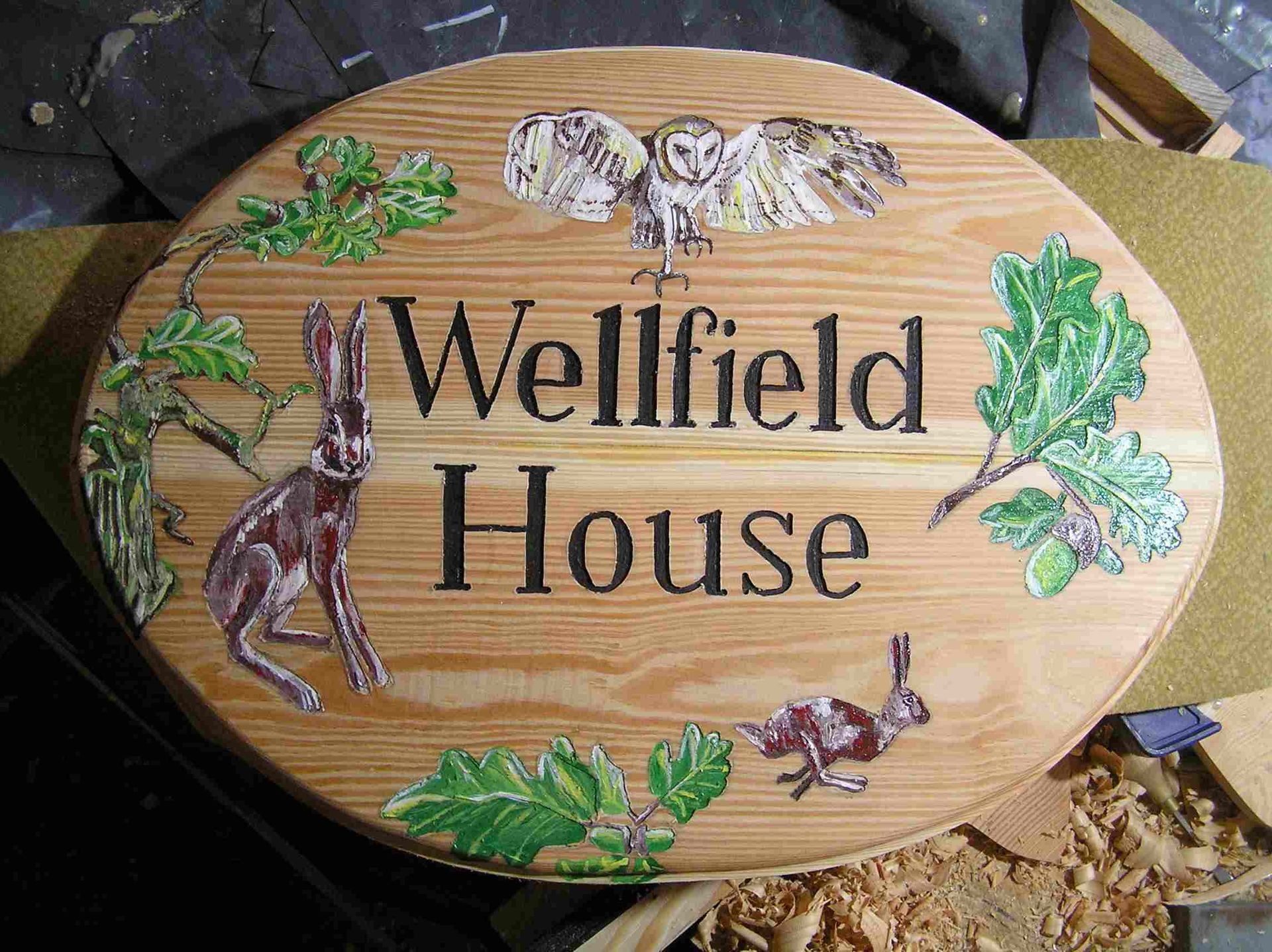 UK house sign richly illustrated with wildlife made by Ingrained Culture