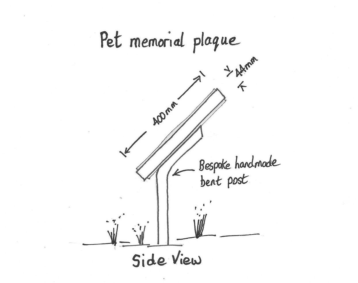 Design drawing of side view of a Pet Memorial Plaque by Ingrained Culture