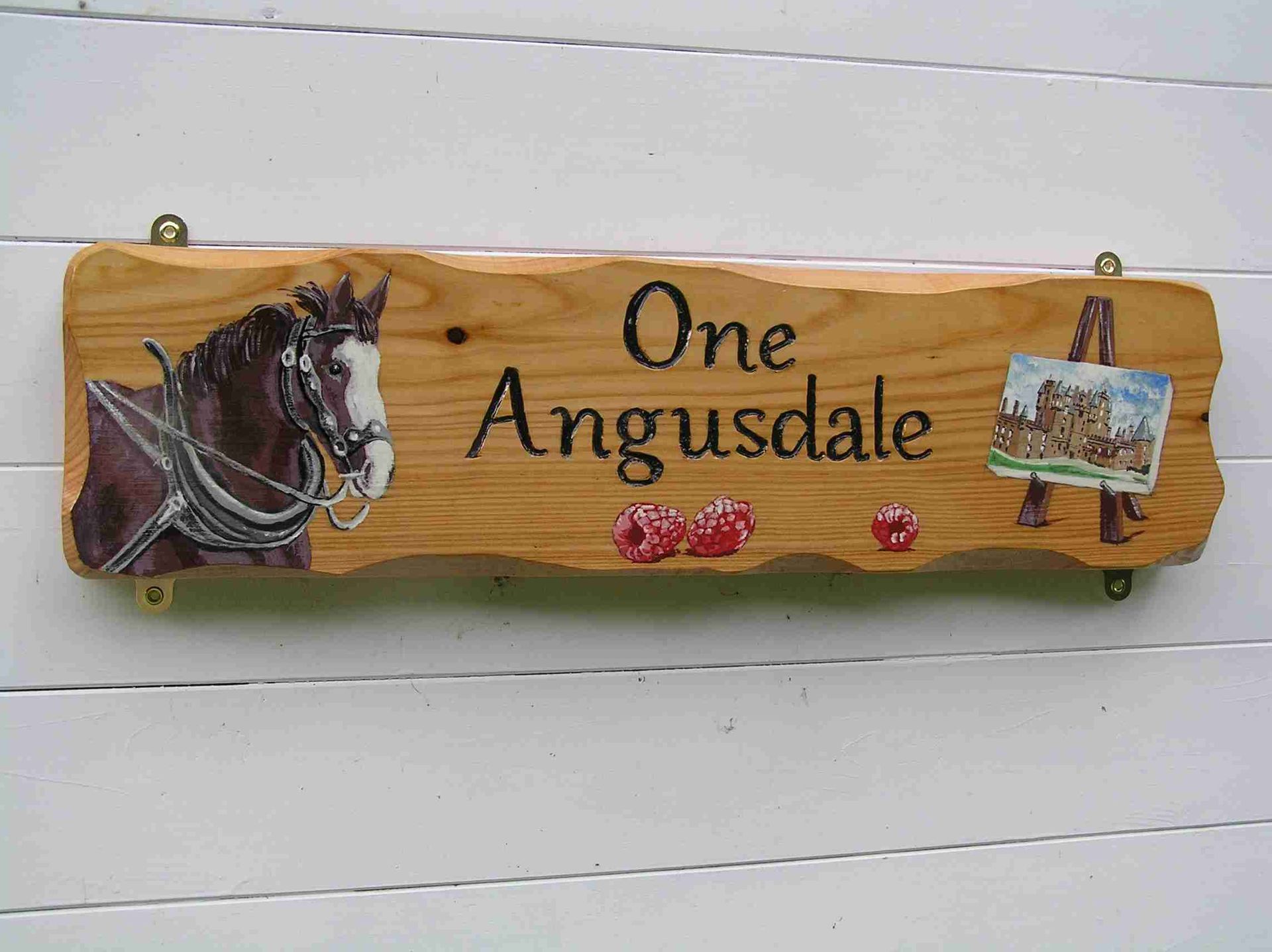 wooden house plaque with hand painted illustrations made by Ingrained Culture