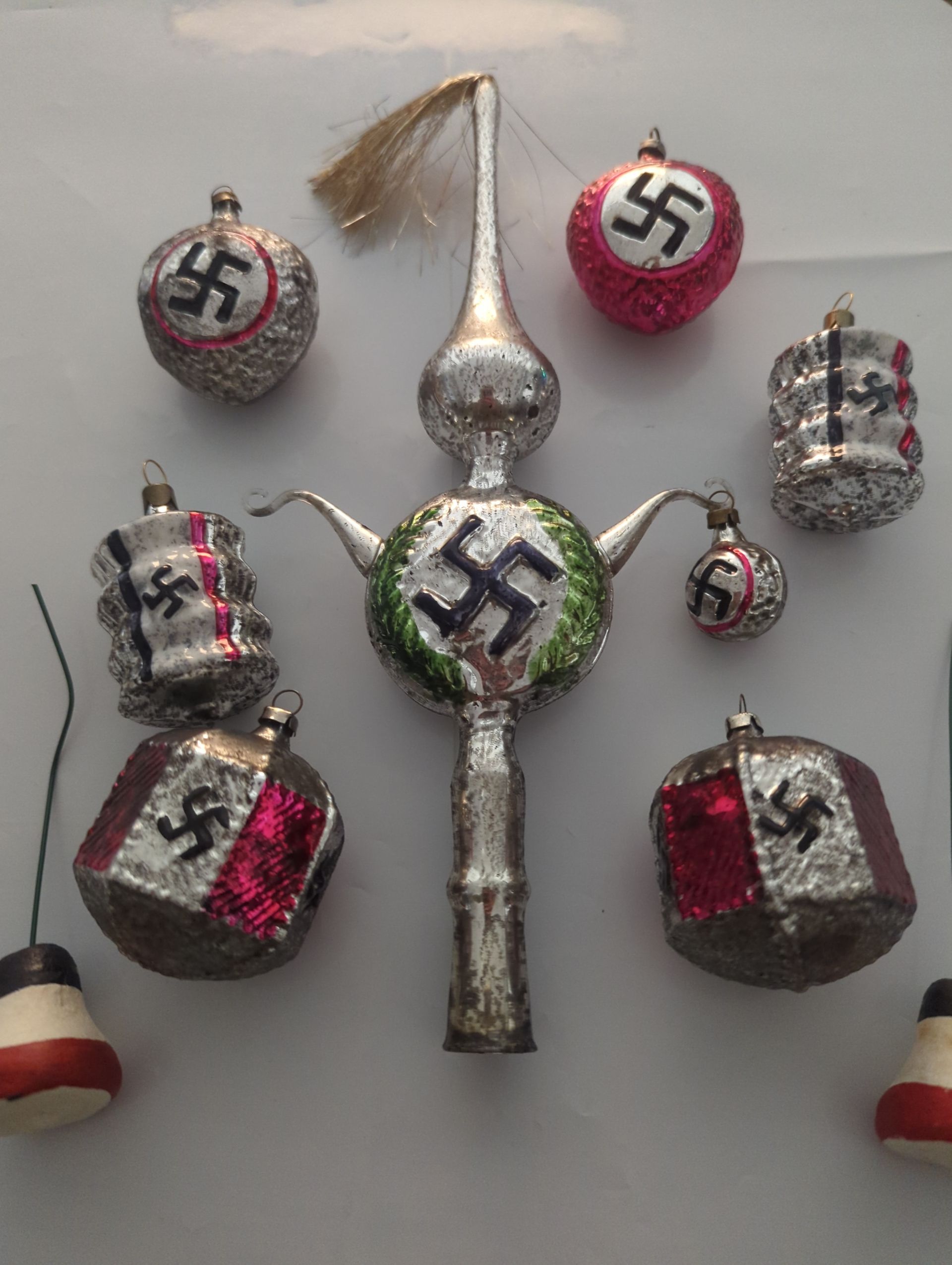 Original WWII German glass Christmas ornaments (1930s) – rare – authentic period pieces – for sale