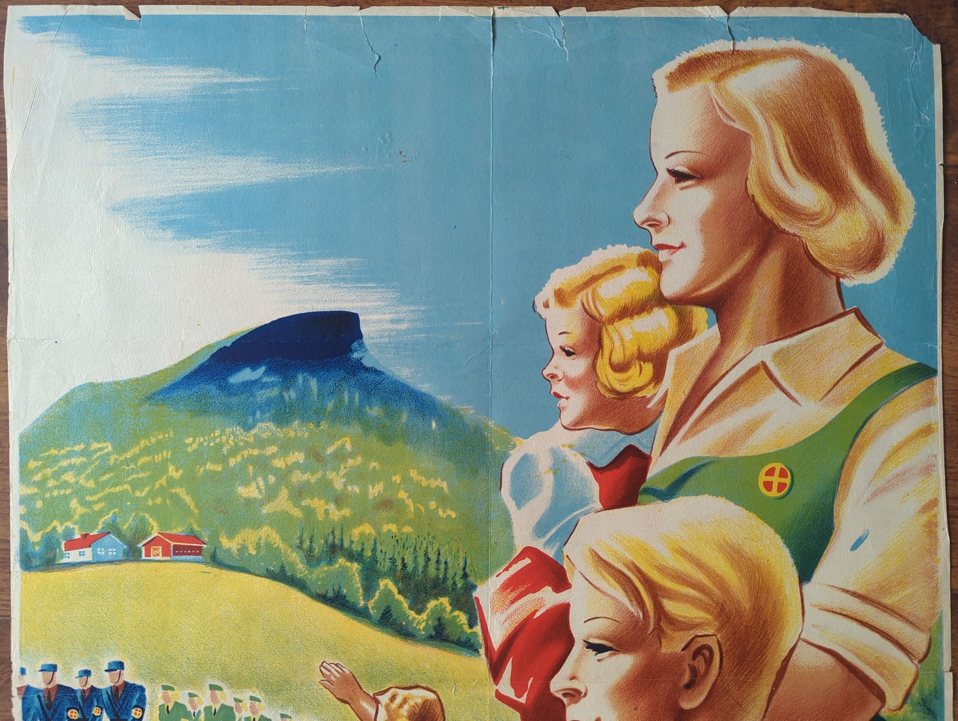 Original WWII propaganda poster – “Heim · Ætt · Fedreland” (Norway, 1941–44), authentic example – for sale