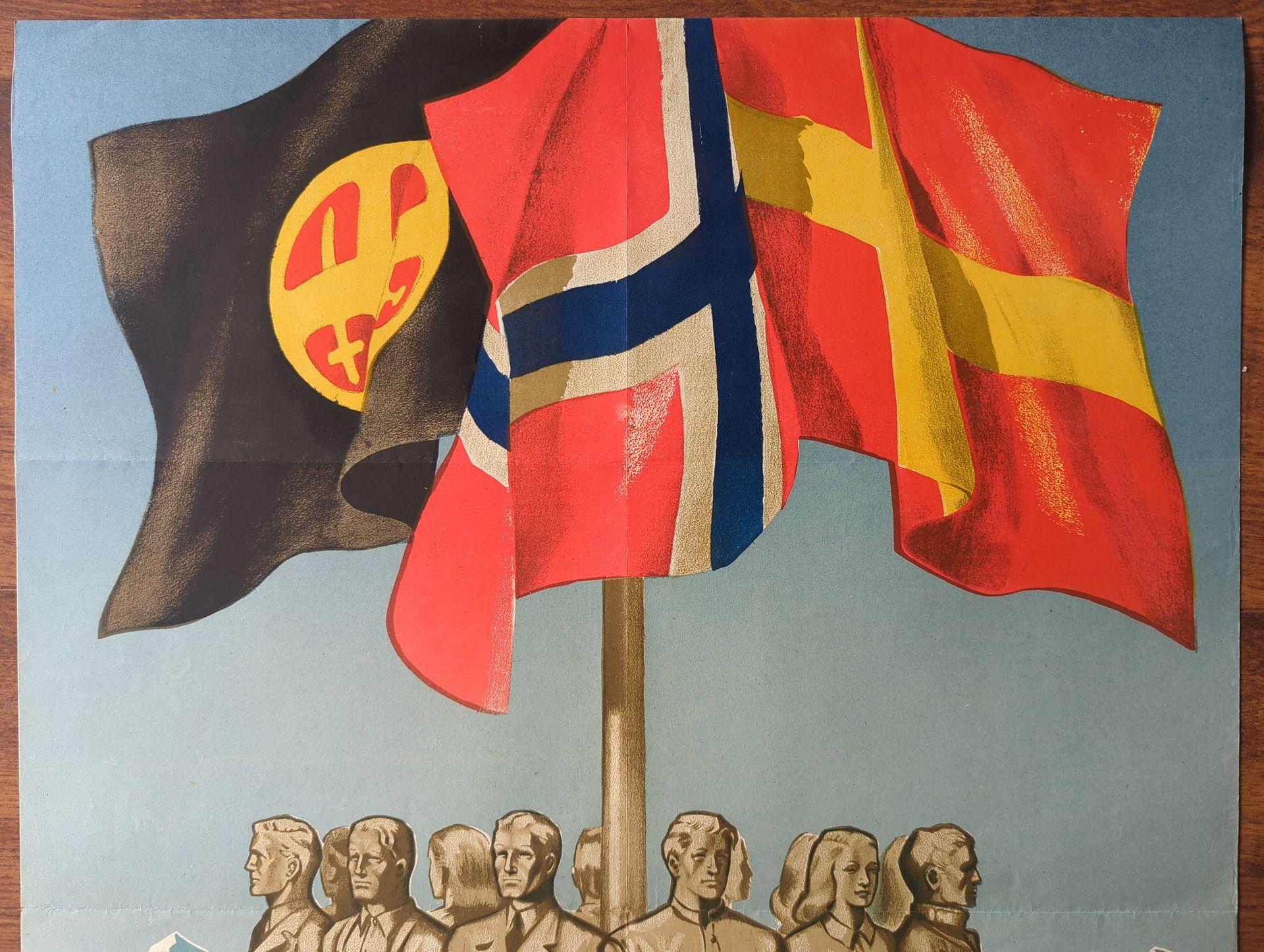Original WWII propaganda poster – “Vi vil oss et land” (Norway, 1941–43), authentic example – for sale