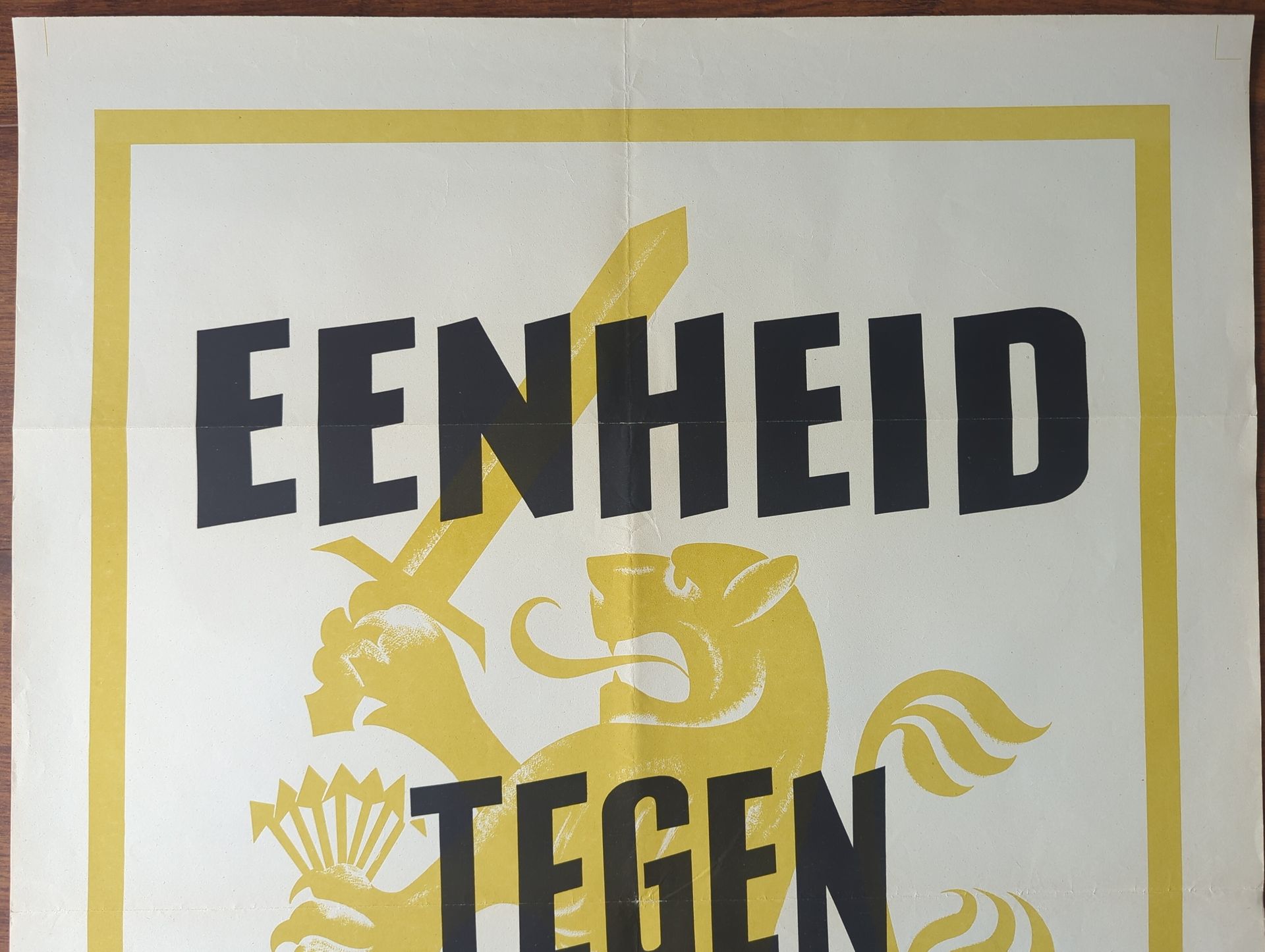 Original WWII propaganda poster “Unity Against Bolshevism” (Netherlands, 1941–42) – authentic example – for sale